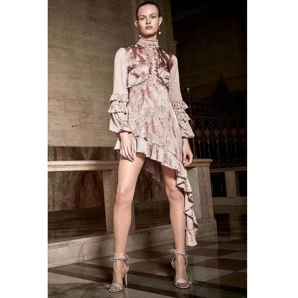 Alexis LIORA Asymmetrical Empire-Waist Keyhole Ruffle Long-Sleeve Dress - Picture 4 of 13